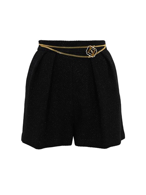 Shorts in tweed laminato con accessorio logo Elisabetta Franchi | SH00947E2110